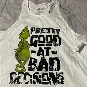 Dr. Seuss White Tank Top with Green Grinch Graphic